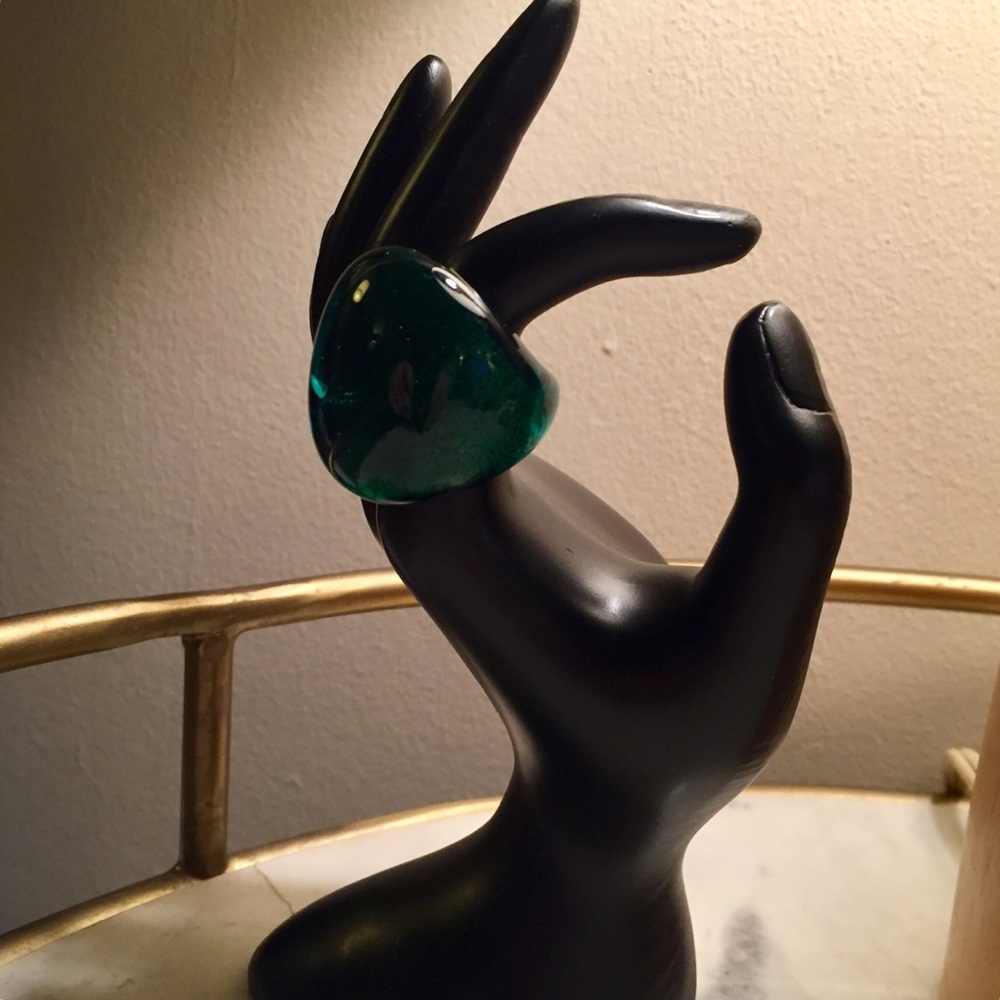 “Hillary London” Turquoise Glass Bubble Ring. - Gem